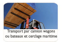 transport par camion, wagons ou bateaux